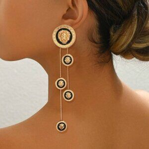 Women's Goldtone Lion Head Tassel Drop Earrings